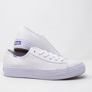 Keds Triple Kick White Canvas Platform Sneakers Shoes Women's Size 9.5 WF57306